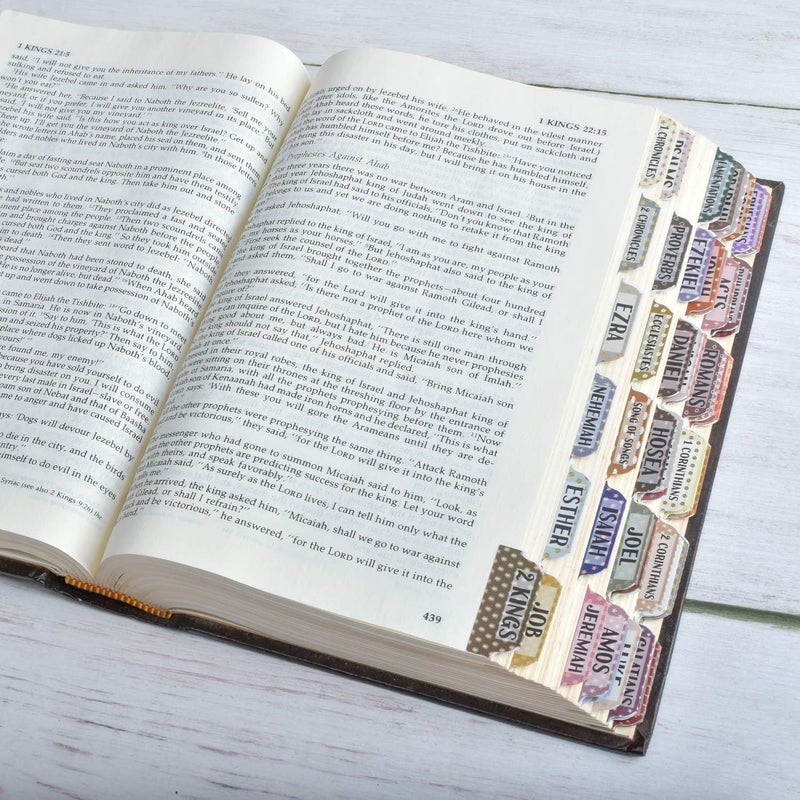 Cualfec Bible Index Tabs New & Old Testament Tabs Matte Laminated Floral Design, Bible Journaling Supplies - 122 Pcs (Vintage) - Image 3